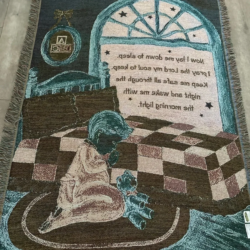 Children's Bedtime Prayer Throw Blanket Now I Lay Me Down to Sleep Boy Tapestry